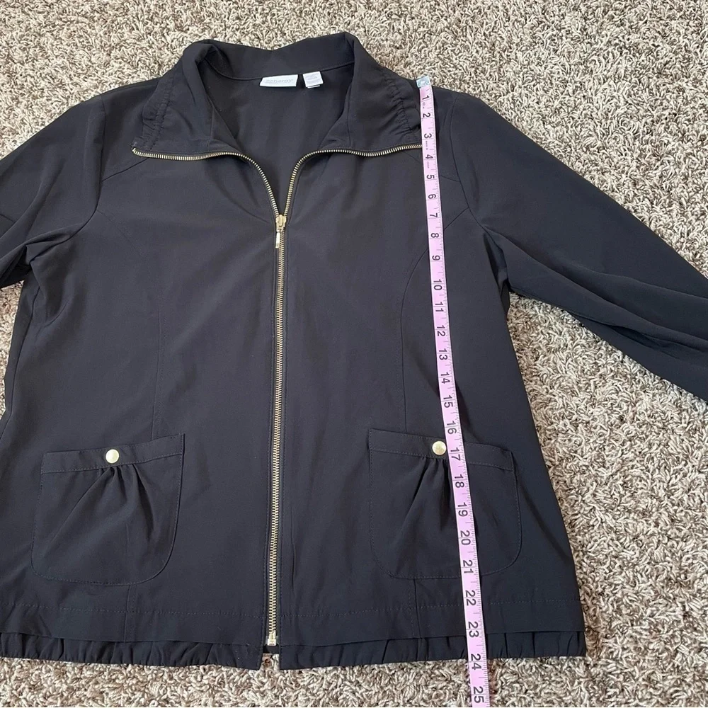 Zenergy by Chico’s 2 Women’s Size Large Black Lightweight Full‎ Zip Jacket EUC